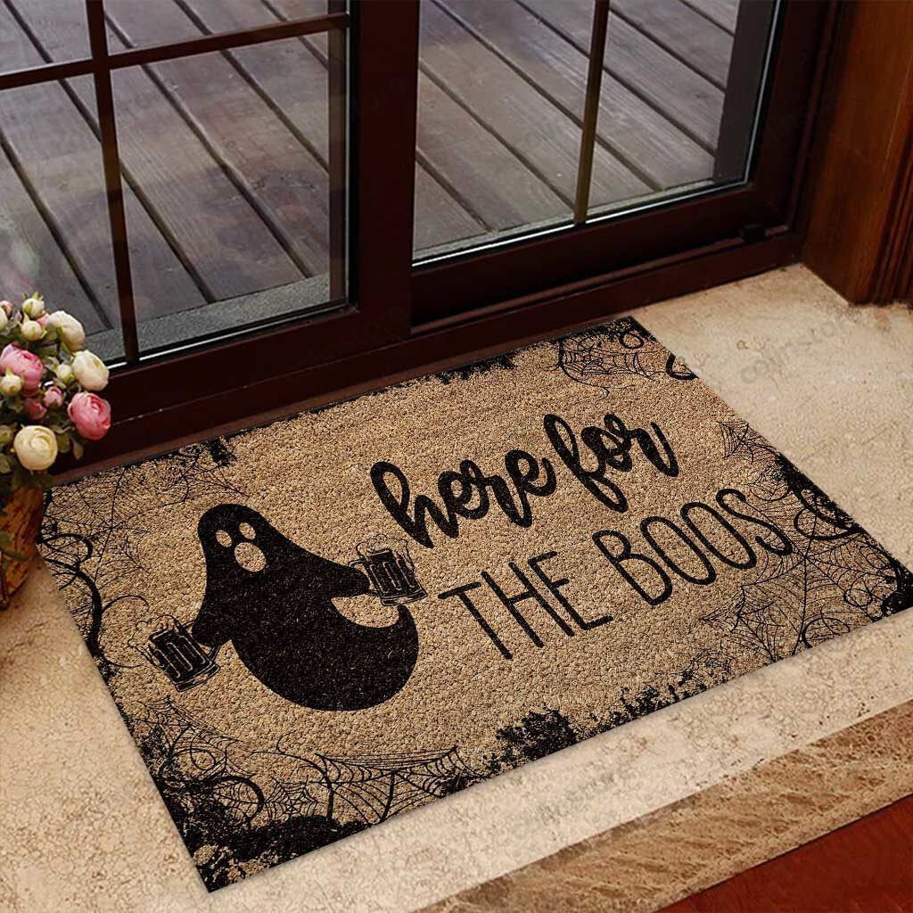 Here For The Boos Coir Pattern Print Beer Doormat Welcome Mat
