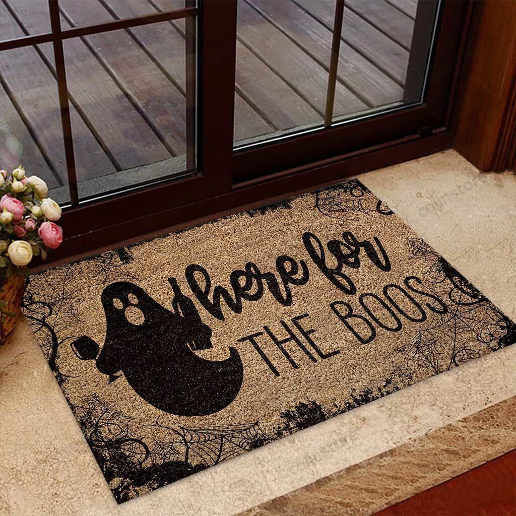 Here For The Boos Coir Pattern Print Wine Doormat Welcome Mat