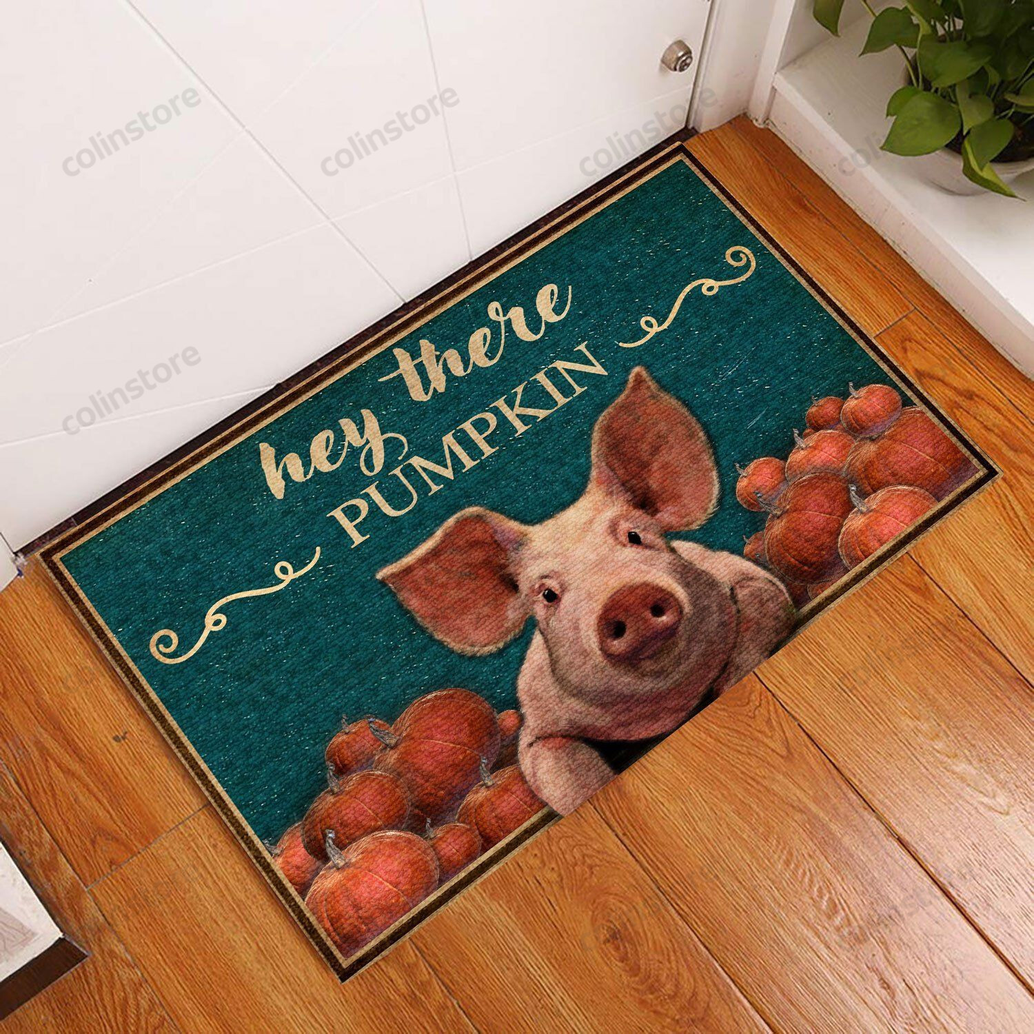 Hey There Pumpkin Pig Doormat Welcome Mat