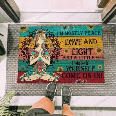 Hippie Love And Light Funny Outdoor Indoor Wellcome Doormat