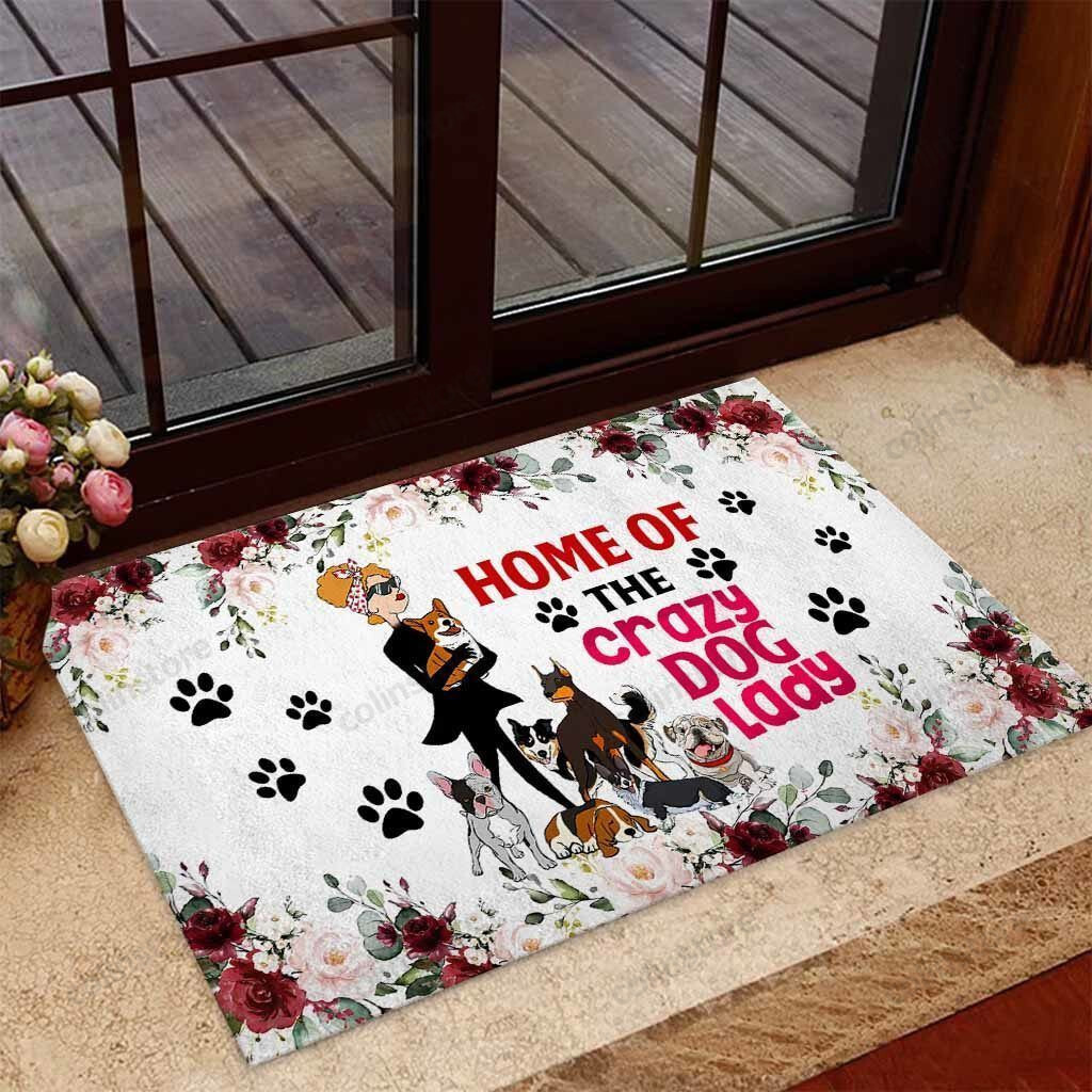 Home Of The Crazy Dog Lady Dog Doormat Welcome Mat