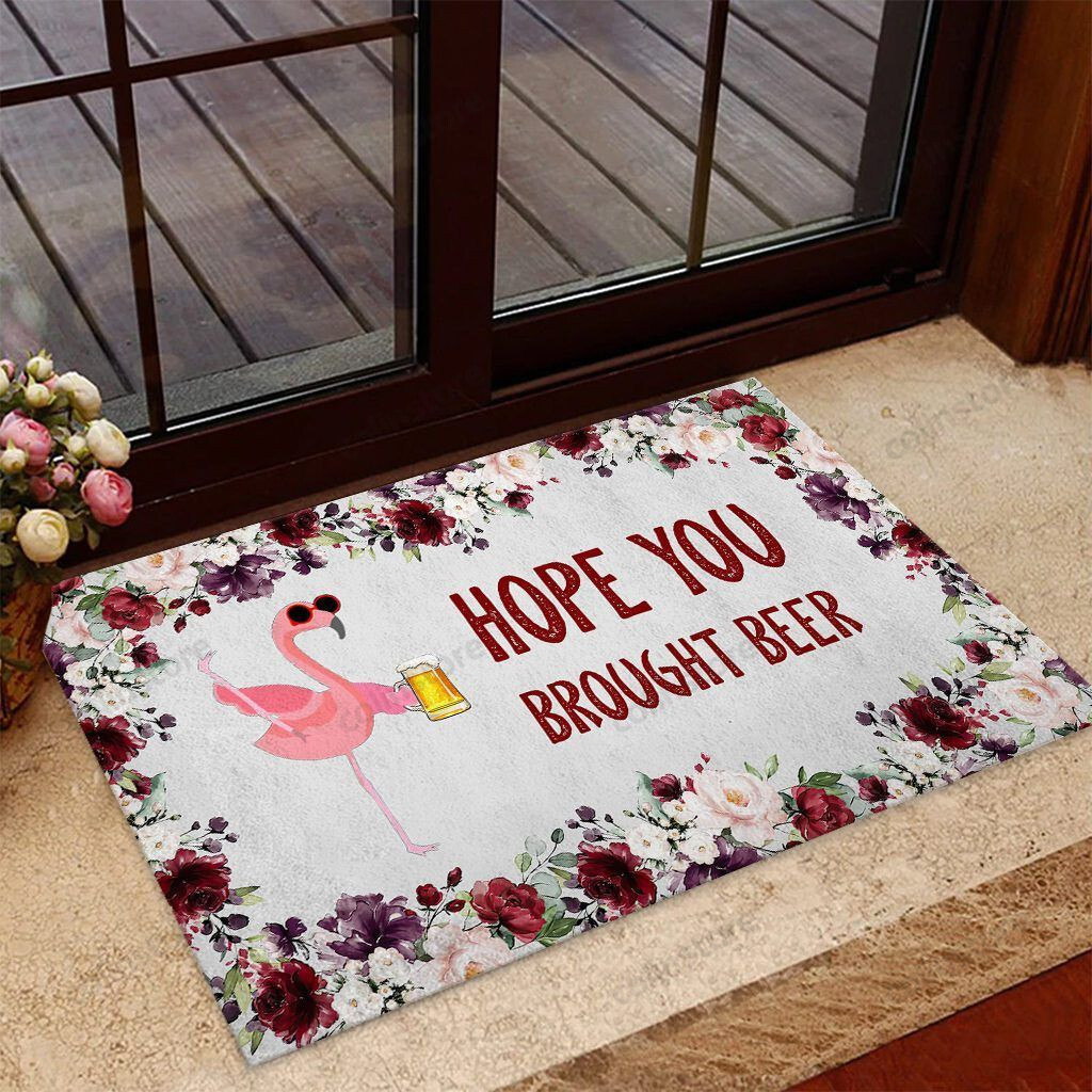 Hope You Brought Beer Flamingo Doormat Welcome Mat