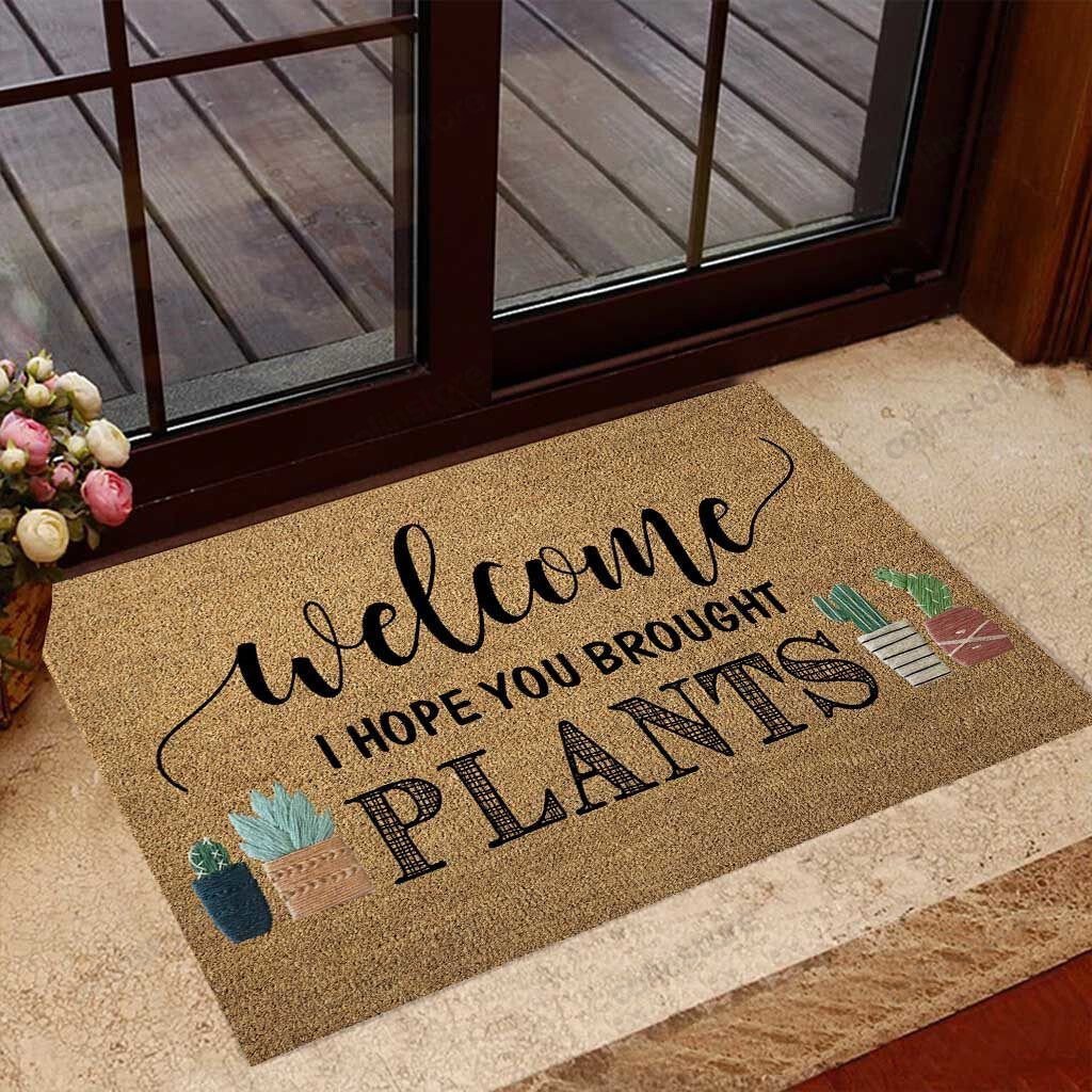 Hope You Brought Plants Coir Pattern Print Gardening Doormat Welcome Mat