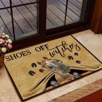 Horse Shoes Off Witches Funny Outdoor Indoor Wellcome Doormat