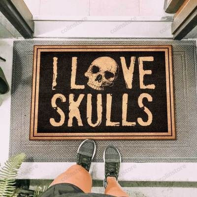 I Love Skulls Funny Outdoor Indoor Wellcome Doormat