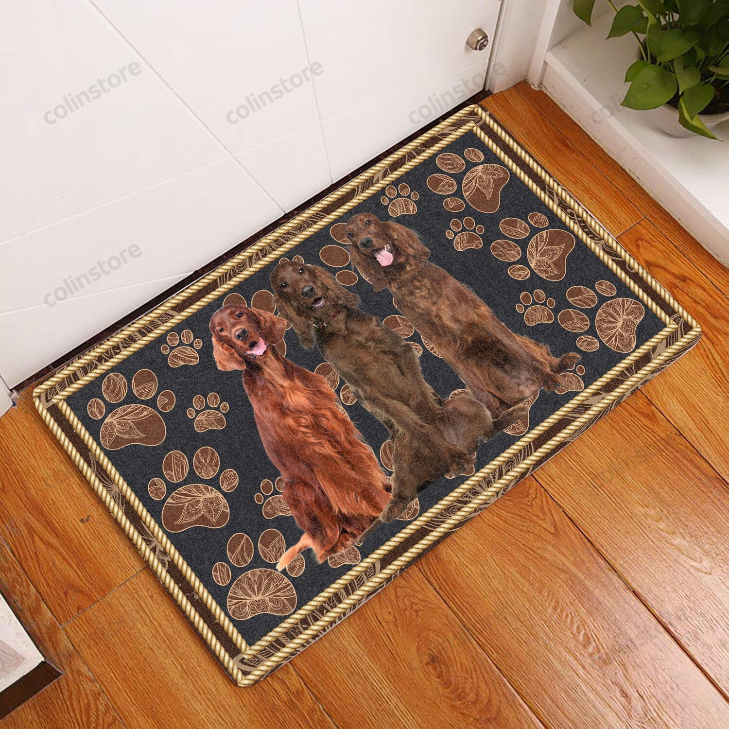 Irish Setter Floral Paw - Dog Doormat Welcome Mat