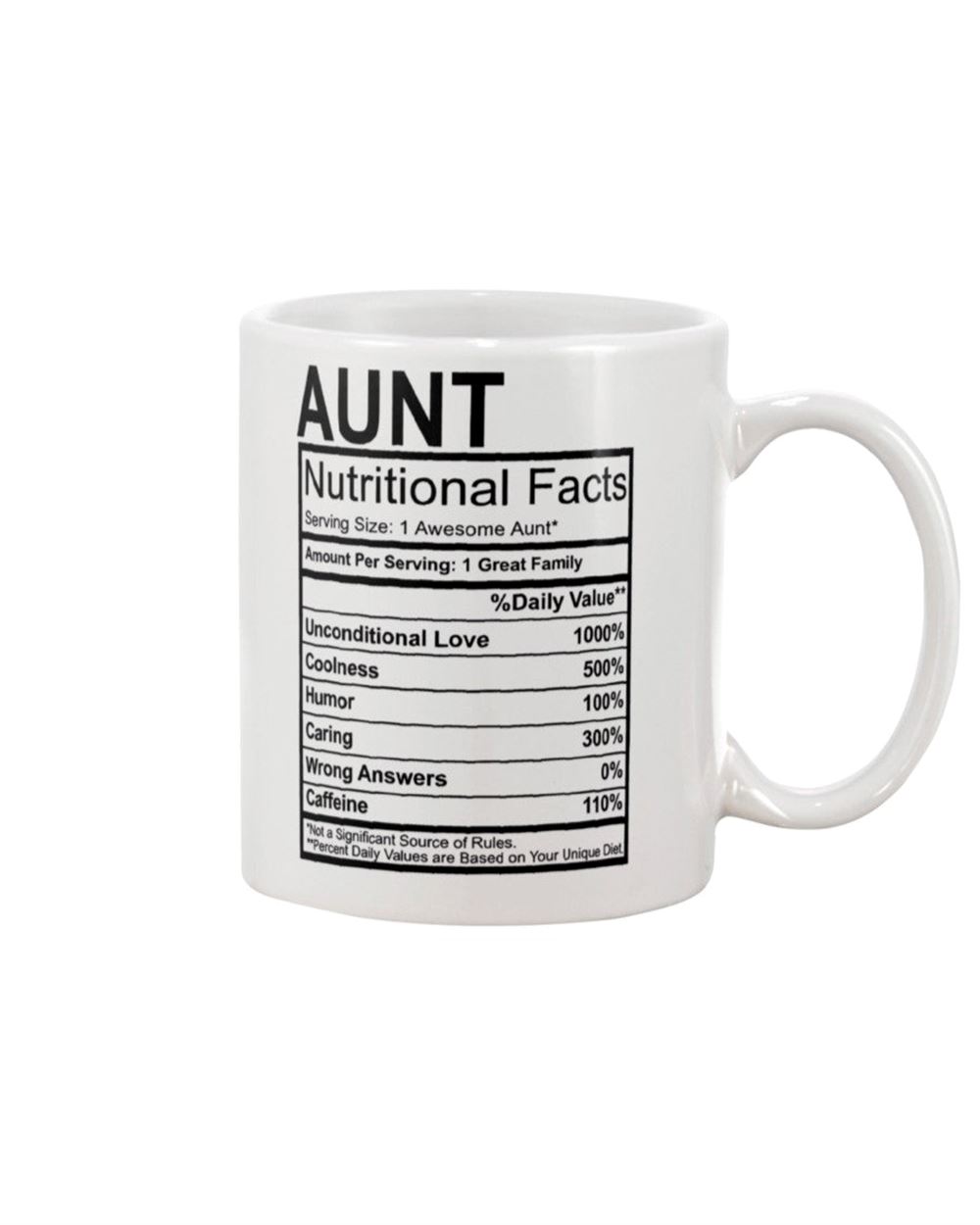 Aunt Nutritional Fact Funny Design