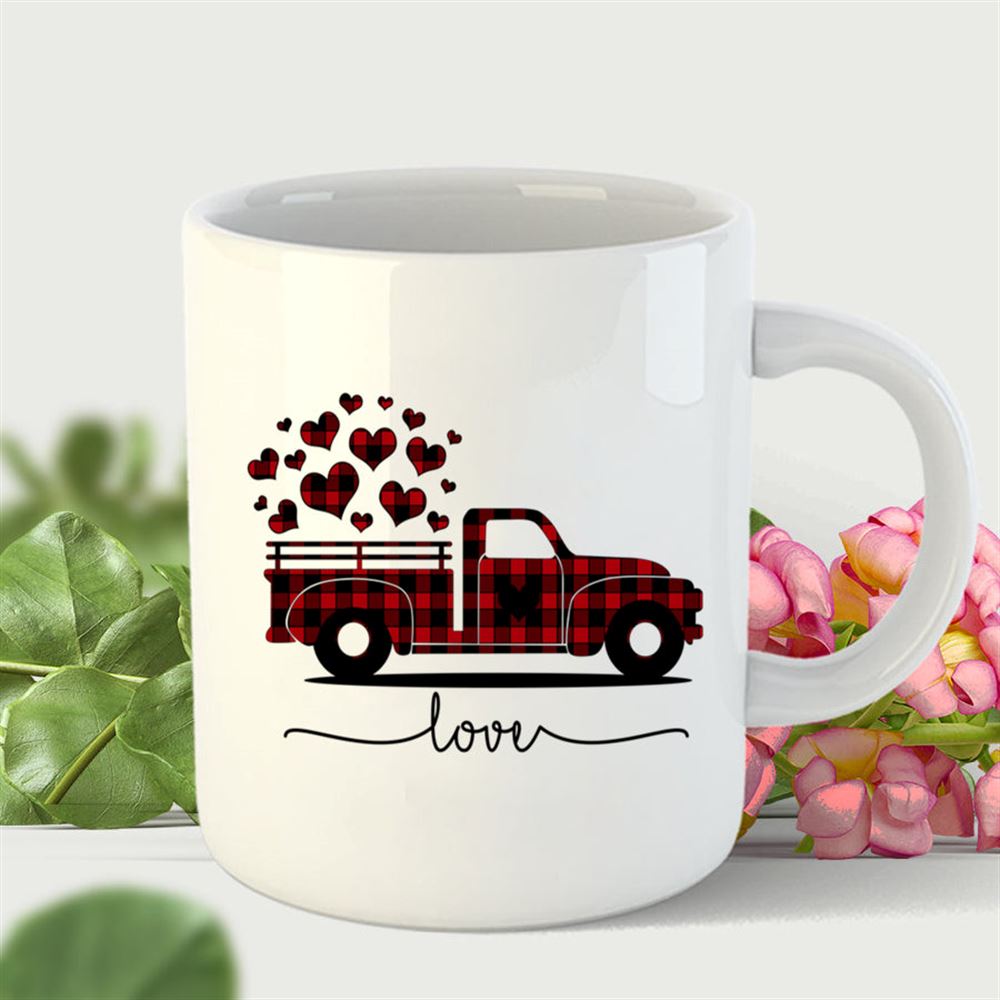 Buffalo Plaid Truck Full Of Hearts Valentines Day