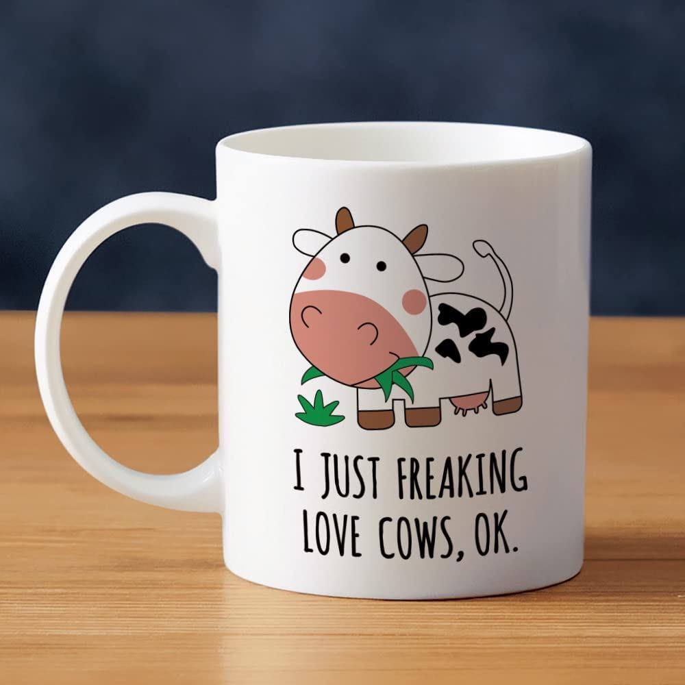 Cow Coffee Mug I Just Freaking Love Cows Ok Ceramic Tea Cup Kawaii Cow Print Mug Coffee Cup Gift For