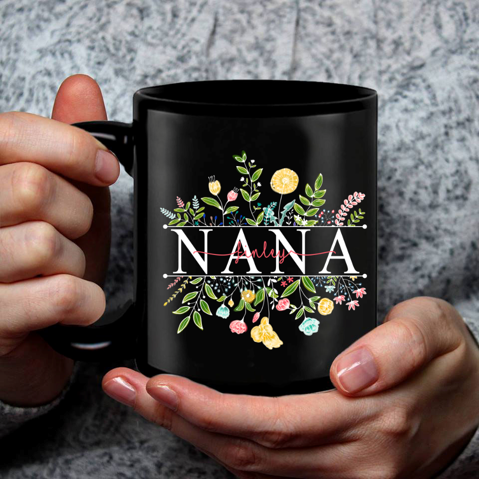 Custom Nana And Grandkids Name Floral Mug Gift For Nana Mimi On Her Mothers Day Mug