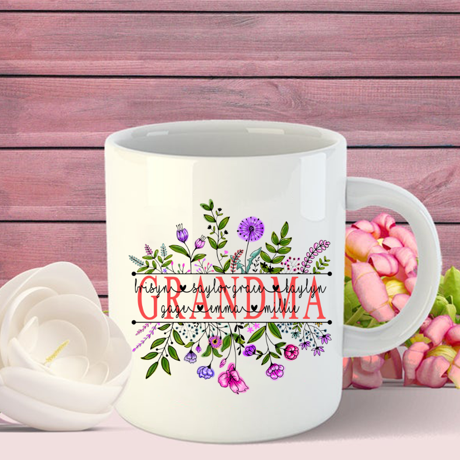 Floral Mug Gift For Grandma Nana Gigi