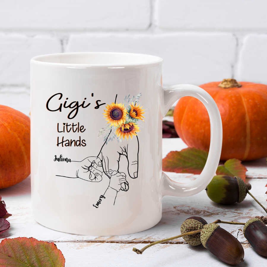 Gigis Little Hands Sunflower Grandkids Mug Gift To Grandma Gigi Mimi Mug