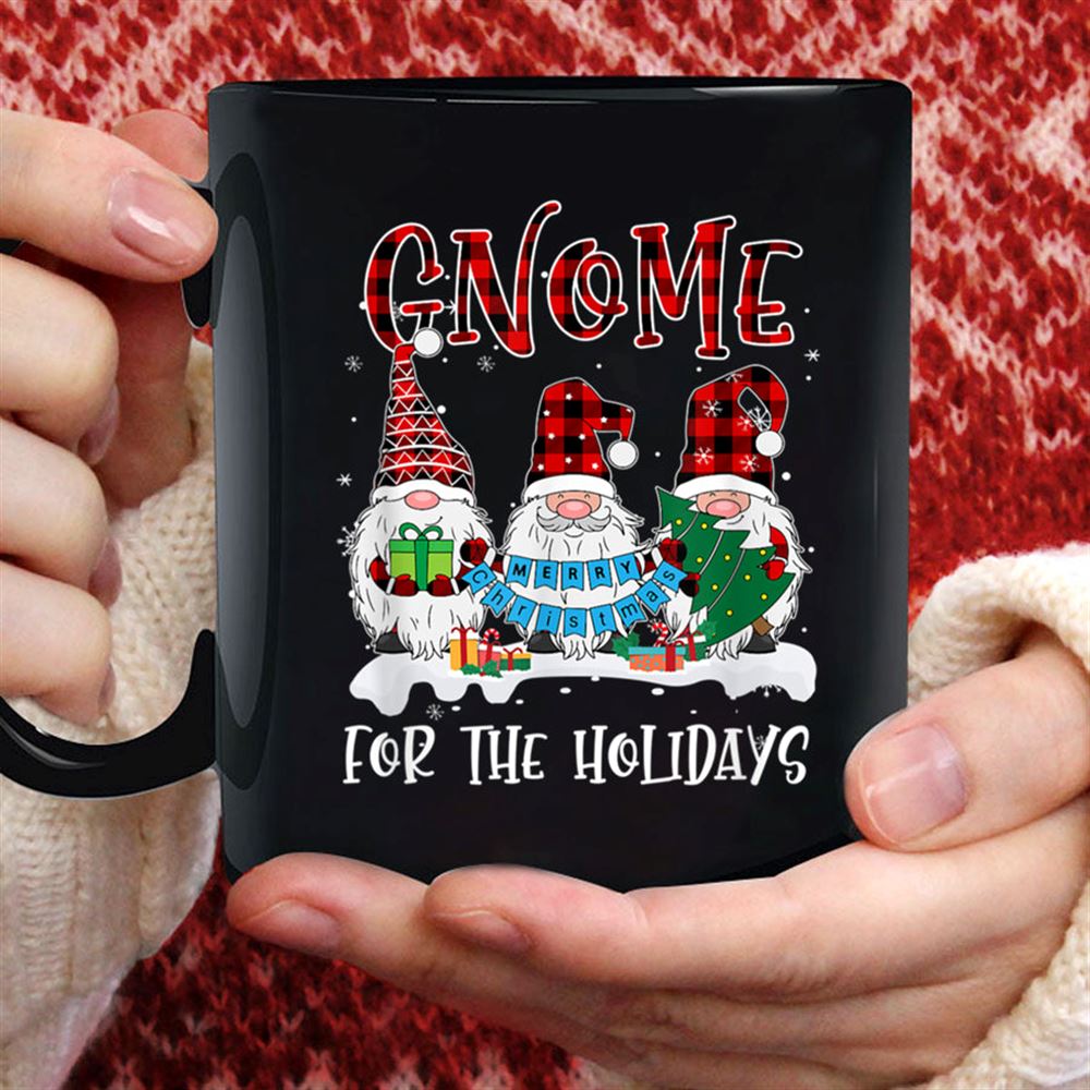 Gnome For The Holidays Red Buffalo Plaid Christmas Xmas T Shirt