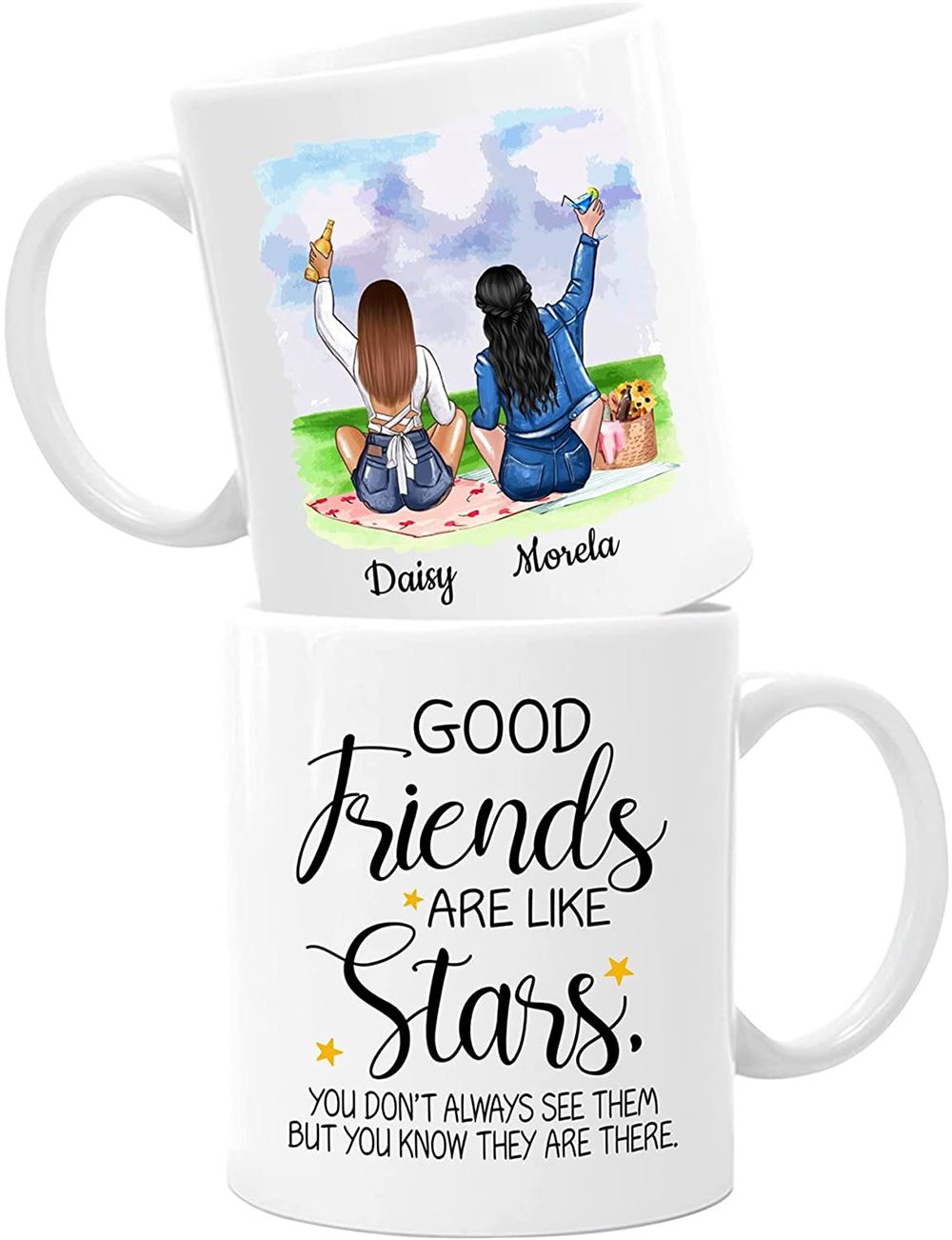 Good Friends Are Like Stars Coffee Mug Custom Best Friend Mugs For Women Choose Name Personalized Fr