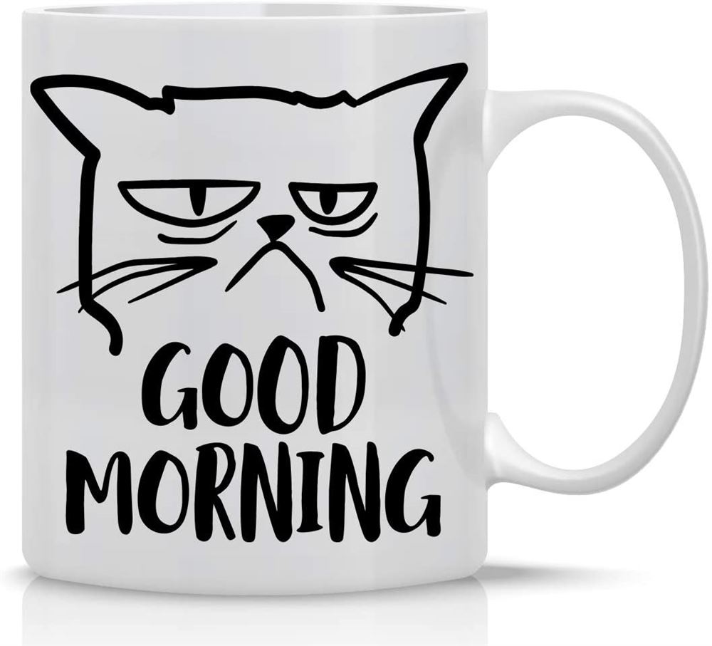 Good Morning Funny Grumpy Cat Mug - Cute Unique Cat Mom Gifts For Birthdays Present For Cat Lover Cu