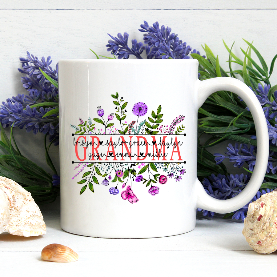 Grandma Floral Mug Grammy Flower Color Mugs Gifts Mothers Day Mug Gift Mug