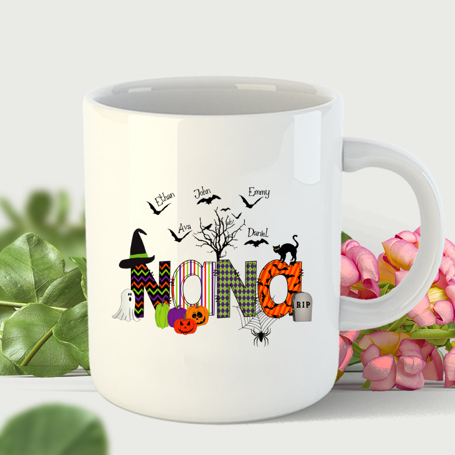 Halloween Doodle Alphabet Nana Grandma Grandkids Mug