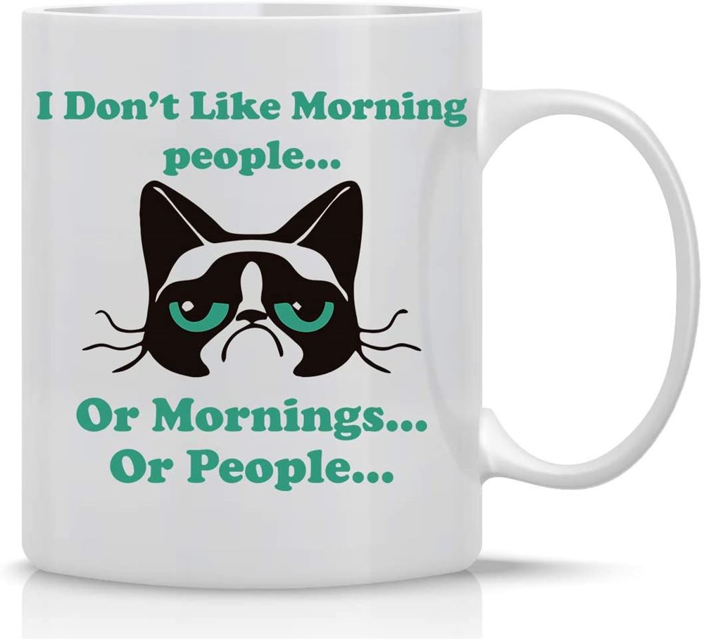 I Dont Like Morning People Or Mornings Or People Funny Grumpy Cat Mugs Great Gift For Cat People Cr