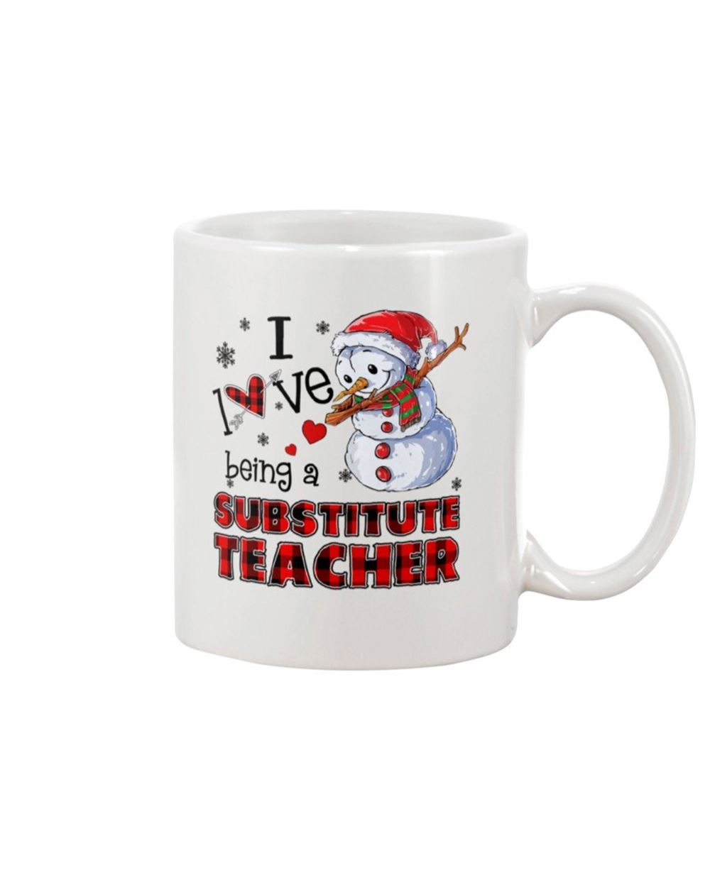 I Love Being A Substitute Teacher Christmas White Mug