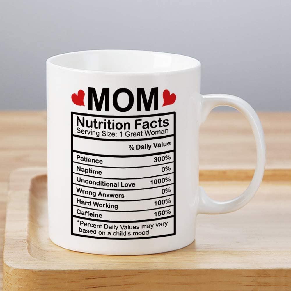 Mom Nutrition Facts Label Coffee Mug 11oz Mothers Day Gifts For Mom From Daughter Son Husband Birth