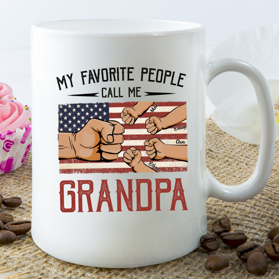 My Favorite People Call Me Grandpa American Flag Mug