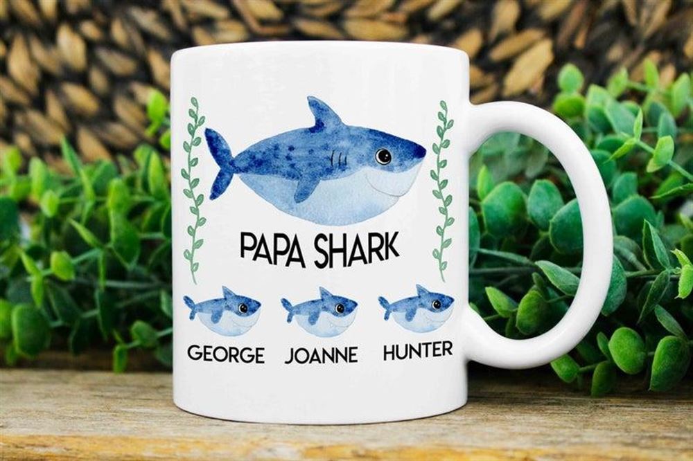 Papa Gifts Papa Shark Mug Custom Papa Mugs Mug With Kids Names