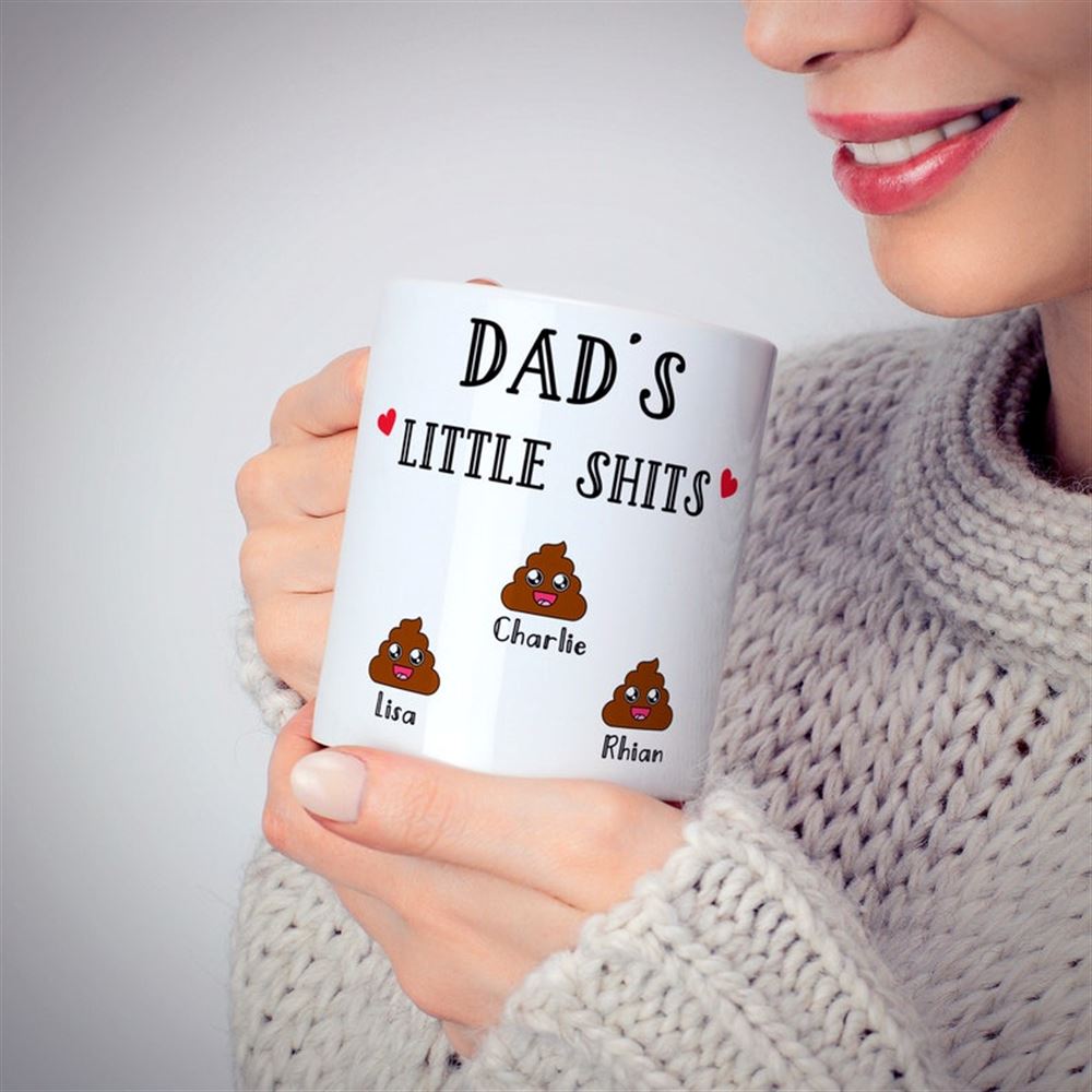 Personalised Mugs Dads Little Shit Dad Funny Mug Fathers Day Present Gift For Dad Birthday Present