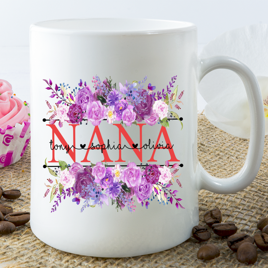 Personalized Best Nana Mimi Flowers Mug Lovely Mug For Grandma