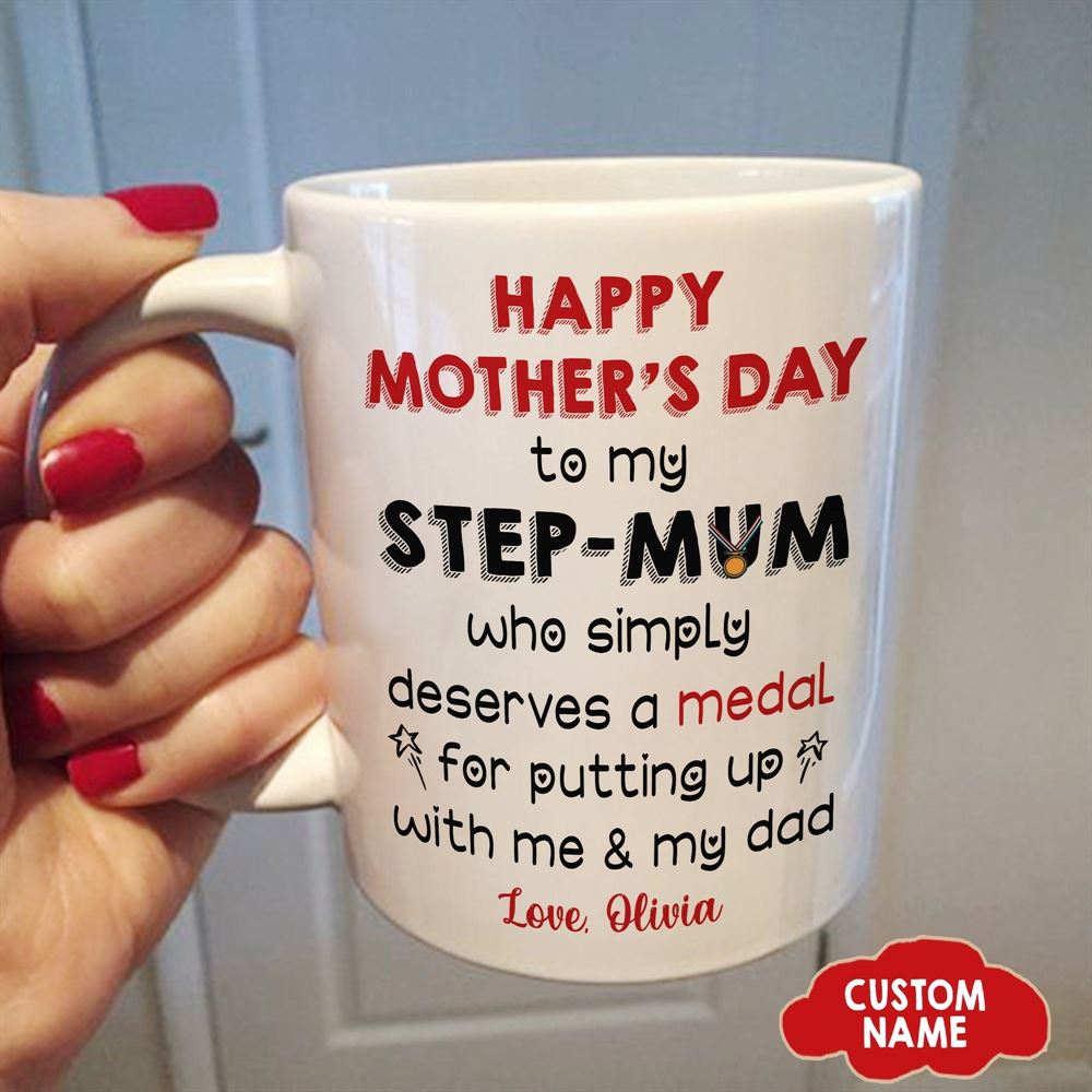 Personalized Medal Mom Mug Happy Mothers Day To My Step Mum Who Simply Best Gift For Mothers Day