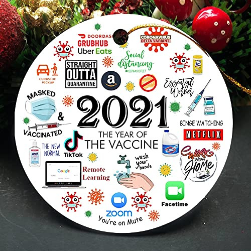 2021 Christmas Ornament 2021 The Year Of The Vaccine 2021 Cicada Ornaments Travel Exemption 2021 Ornaments Another Year To Remember Christmas Tree Hanging Decoration