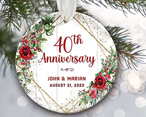 40th For Parents 40th Anniversary Ornament For Couples 40 Years Personalized Christmas Ornament Ruby Anniversary