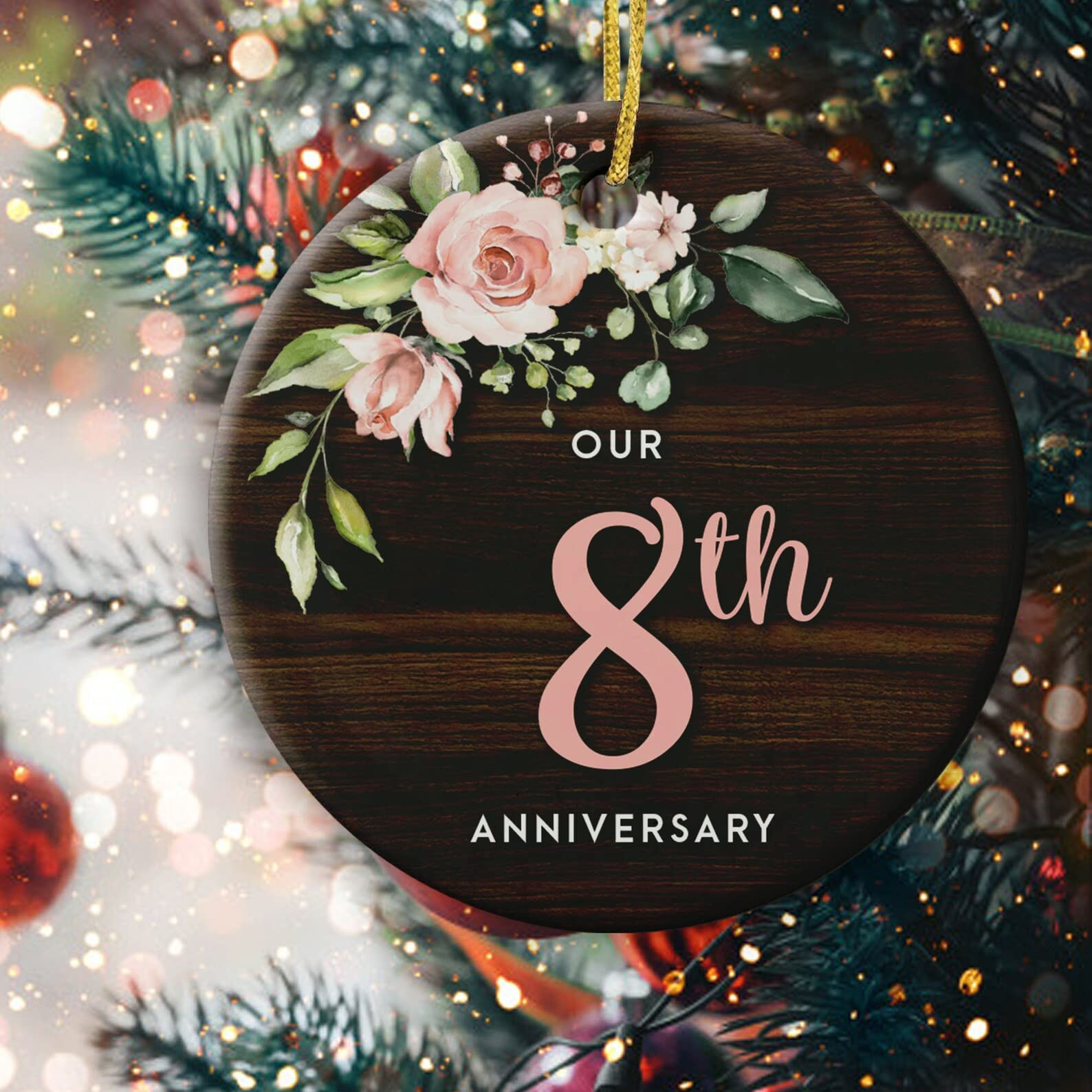8 Years Christmas Ornament Our 8th Anniversary Ornament Wedding Ornament Wedding Gifts For Him Her Couple Gifts Christmas Ornament Hanging Decor Xmas Tree Decoration