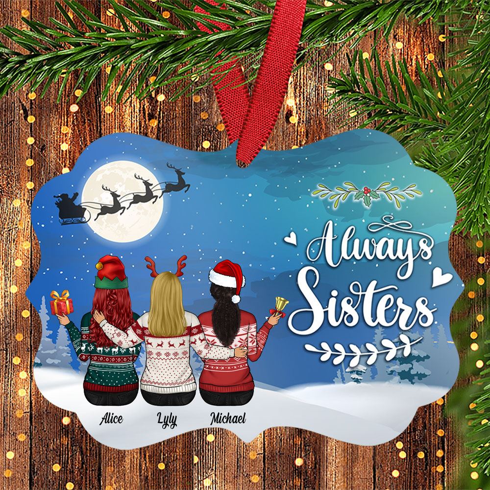 Always Sisters Personalized Aluminum Ornament Custom Gift For Sisters