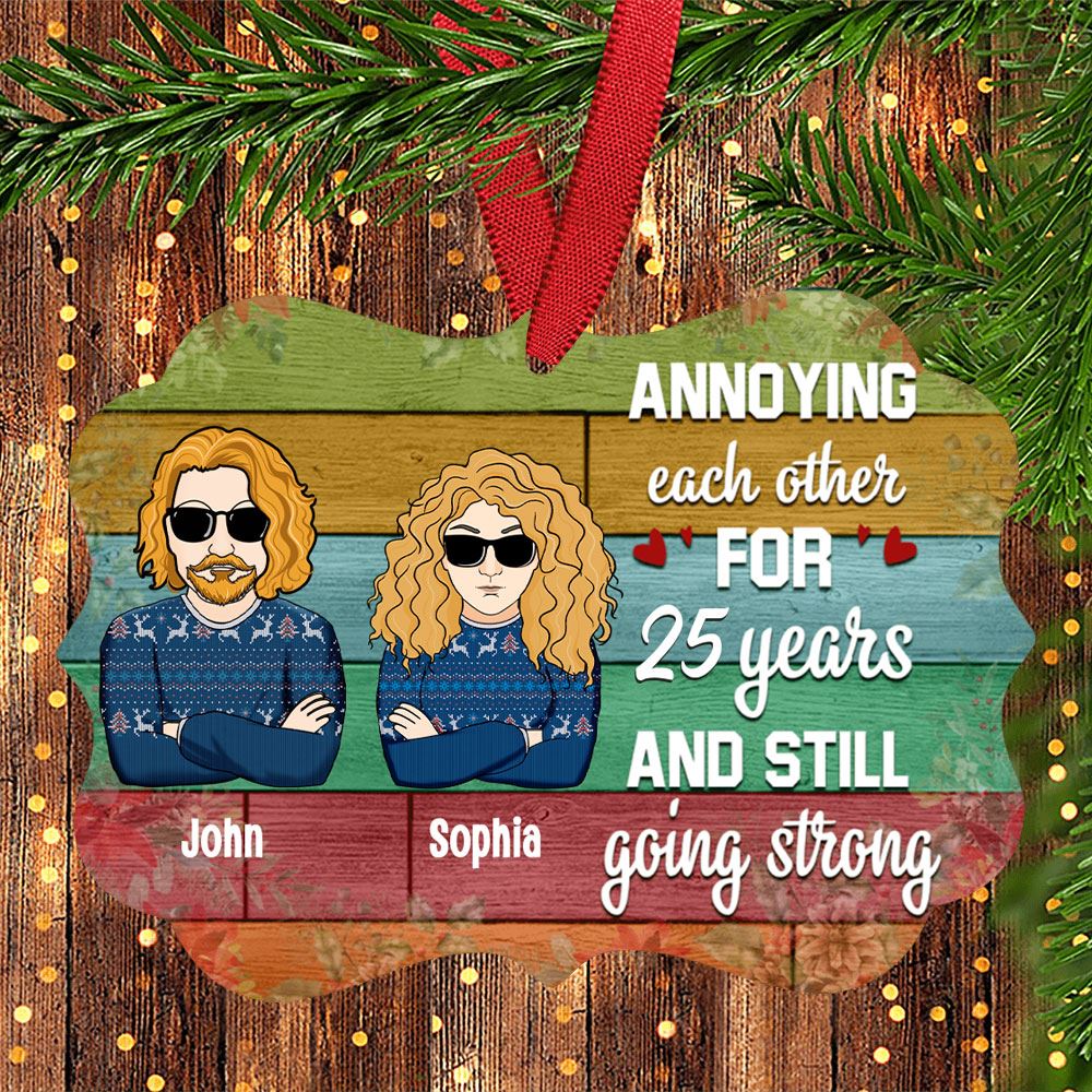 Annoying Each Other For Many Years Personalized Aluminum Medallion Ornament Christmas Family Gift For Couple