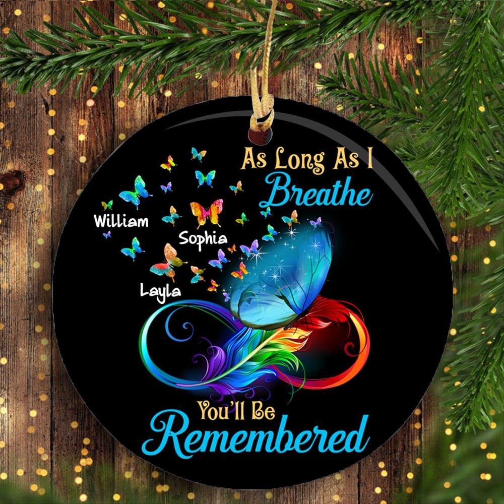 As Long As I Breathe Youll Be Remember Personalized Cardinal Memorial Ornament