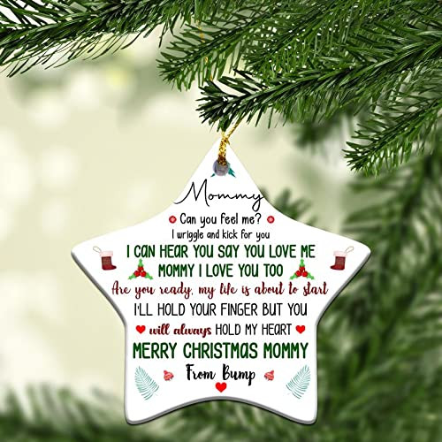 Baby Bump Christmas Ornament 2021 Mommy Can You Feel Me I Wriggle And Kick For You Ornament For Mother To Be Expectant Child Gift For Mommy Christmas Decoration Ceramic Ornament