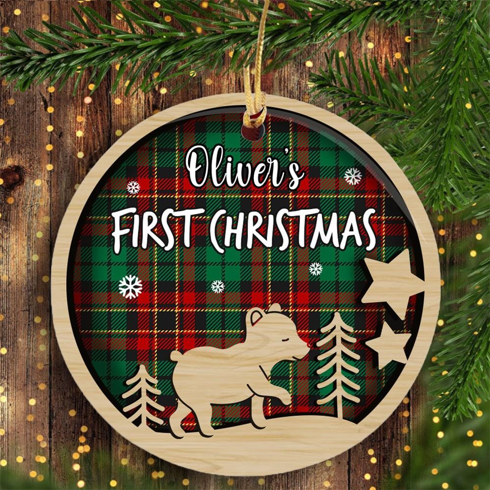 Baby First Christmas Personalized Circle Ornament