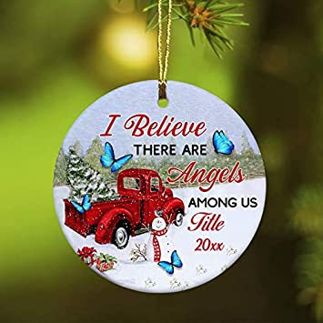 Banane Rai Personalized Butterfly Red Truck Memorial I Believe There Are Angel Among Us Ornament Idea