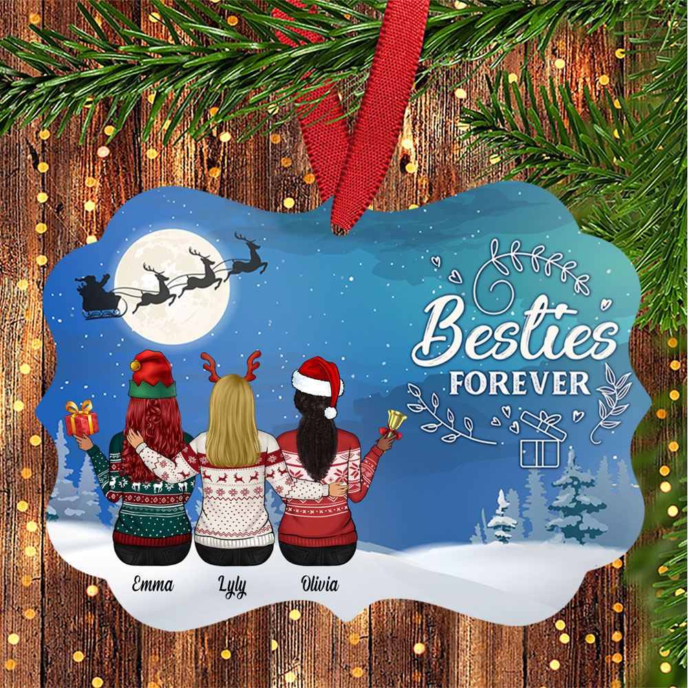 Besties Forever Personalized Aluminum Ornament Gift For Best Friends