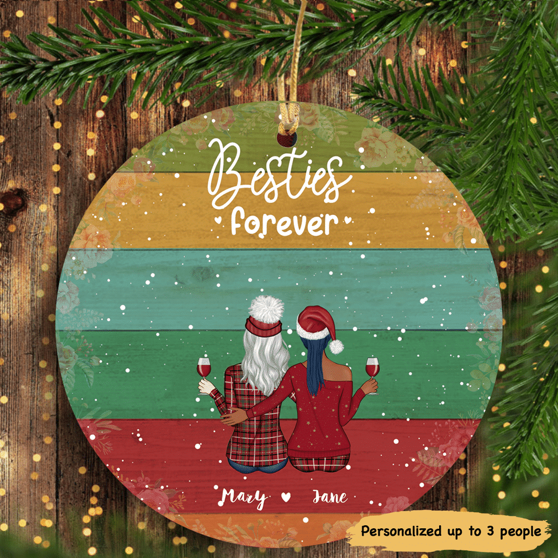 Besties Forever Personalized Circle Ornament