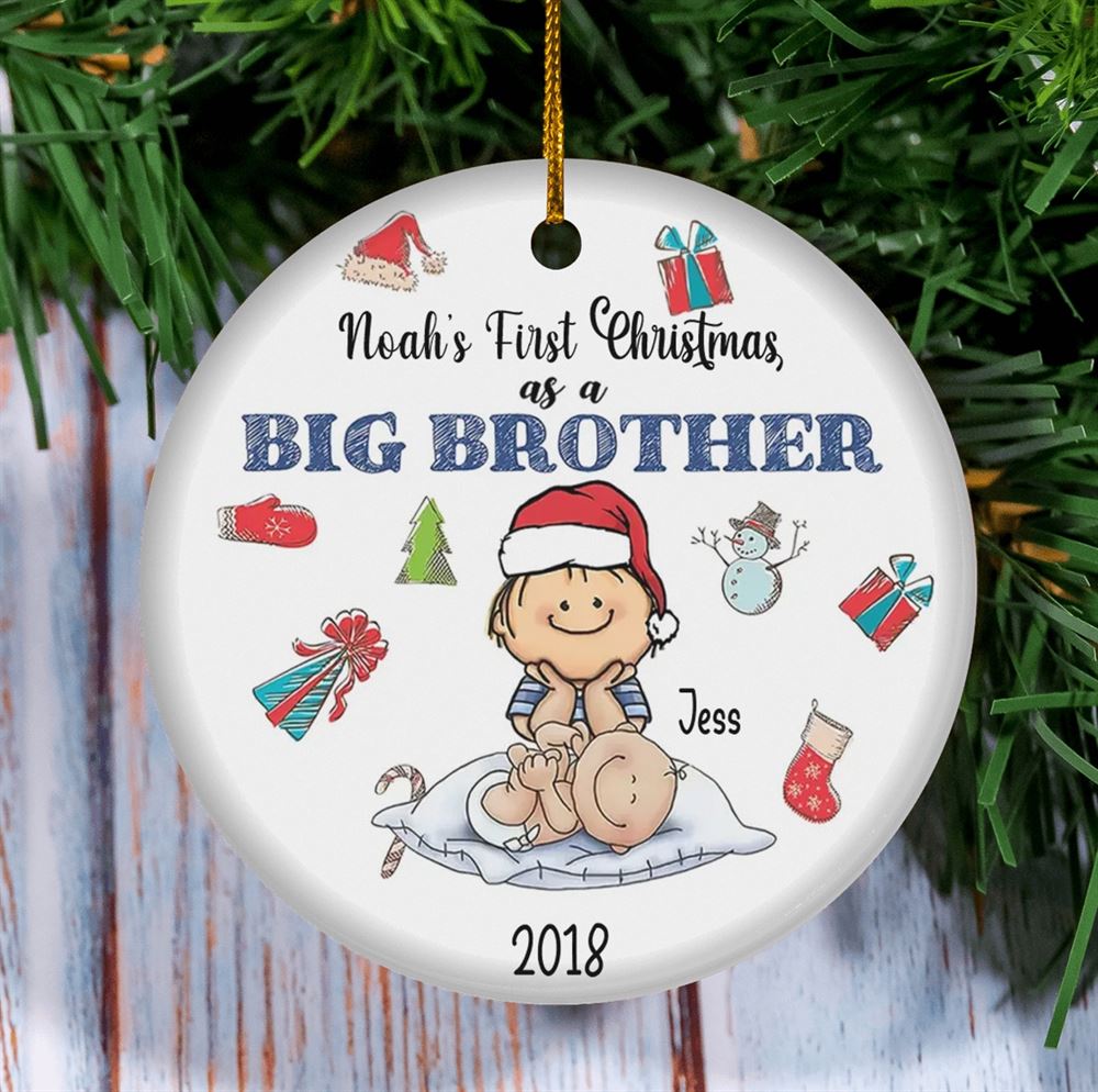 Big Brothers First Christmas Ornament Personalized Sibling Ornament Big Brother Little New Baby Keepsake Pregnancy Announcement Ornament