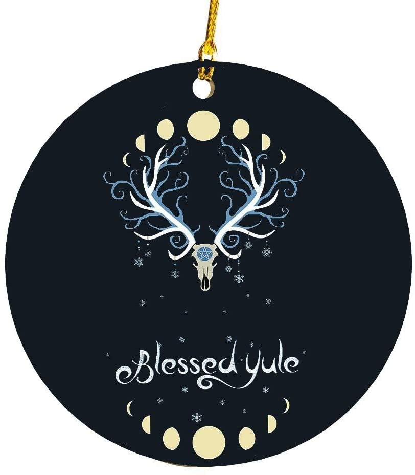 Blessed Yule Horned Skull Dear Ornament Wicca Pagan Ornament