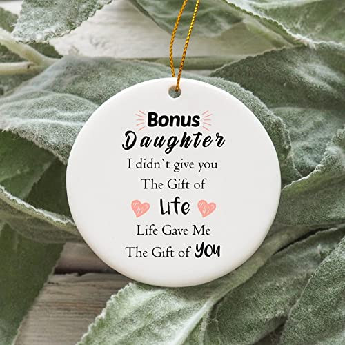 Bonus Daughter Christmas Ornament Meaningful Ornament For Daughter In Law Step Daughter Christmas Decorations Circle Heart Star Oval Ornament Family Forever Love