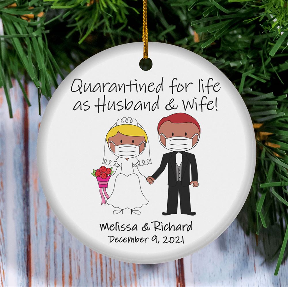 Bride And Groom Personalized Ornament Married During Quarantine Funny Ornament Wedding Ornament Just Married Ornament