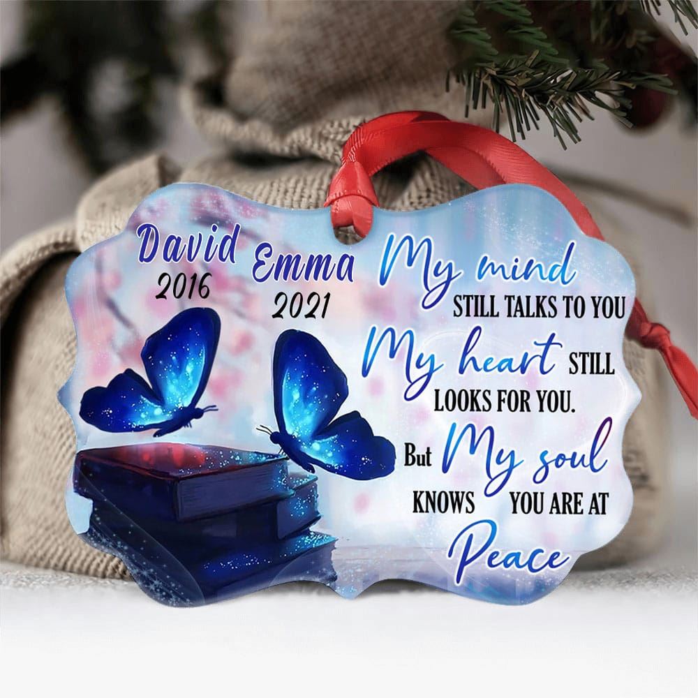 Butterfly Mom Dad Personalized Memorial Aluminum Ornament