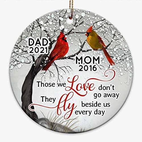 Cardinals Blossom Tree Dad Mom Memorial Personalized Circle Ornament Condolence Ideal Gifts Death Anniversary Remembrance Memorial Family Keepsake Tree Decorations