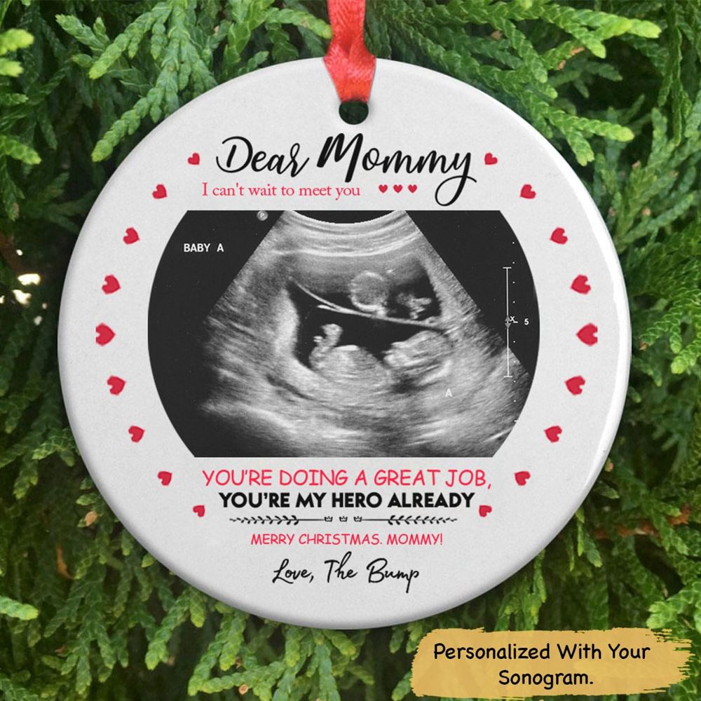 Christmas Day Gift For Mommy To Be Sonogram Circle Ornament
