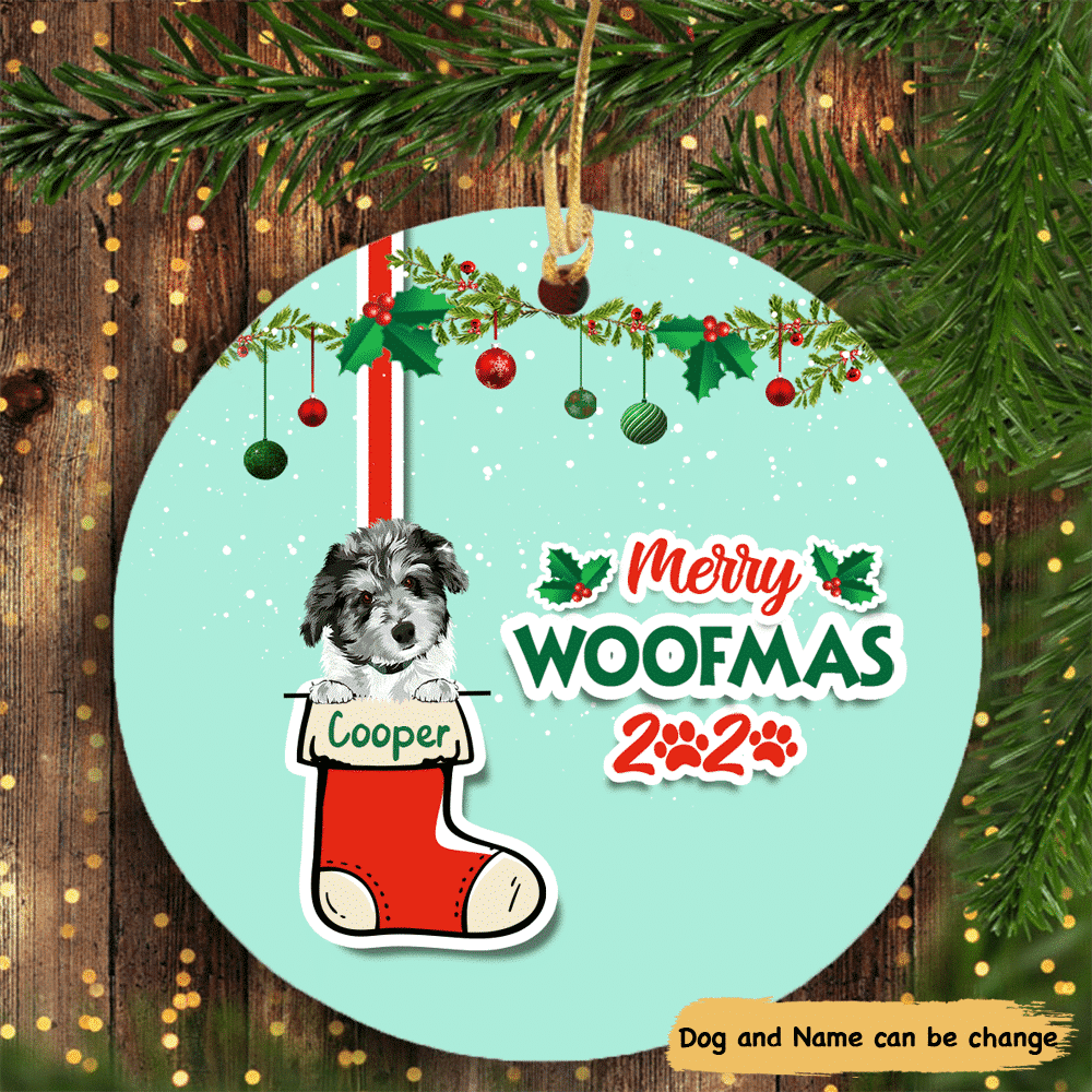 Christmas Dog Merry Woofmas Peeking Dog Personalized Dog Decorative Christmas Ornament