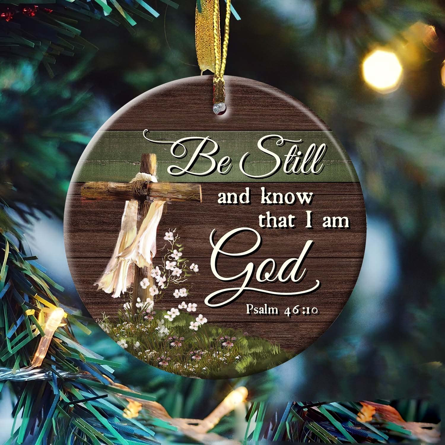 Christmas Ornament 2021 Cross Faith Ornament For Christmas Tree Decoration Be Still And Know That I Am God Ornaments For Lovers Jesus Ceramic Ornament In For Christian In Thanksgiving