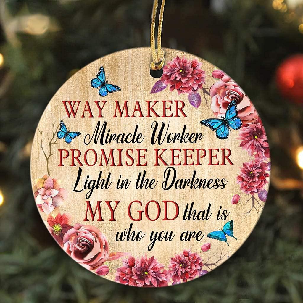 Christmas Ornament Flower With Butterfly Faith Ornament For Christmas Tree Decoration Promise Keeper Light In The Darkness Ornaments Gift For Lovers God In For Christian In Thanksgiving